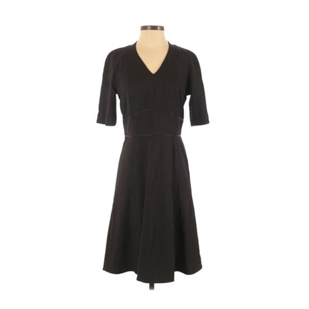 Alex Marie Gray Black V- Neck Sheath Career Dress